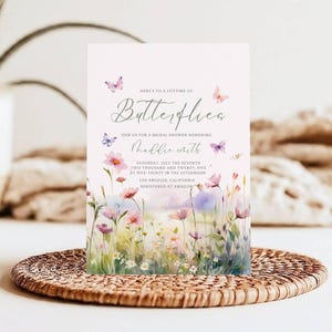 Lifetime of Butterflies Brautdusche einladen - bearbeitbare Wildblumen-Schmetterling-Einladung - anpassbare Blumeneinladung - Canva-Vorlage