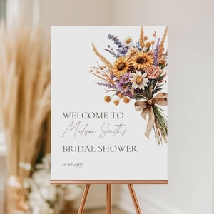Sunflower Bridal Shower Welcome Sign: Boho Floral Template (Digital Download)