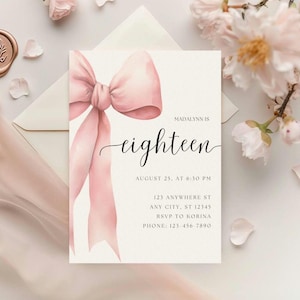 18th Birthday Coquette Party Invite  - Coquette Aesthetic - Digital Download - Customizable Template Trendy 18th Birthday Invitation