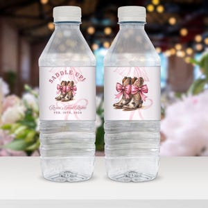 My First Rodeo Water Bottle Labels- Pink Coquette Cowgirl Party - Editable - Instant Download - Coquette Bow -Editable Canva Template