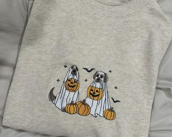 Broderad tröja med spökhund | Hösttröja | Halloweentröja