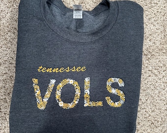 Vols Embroidered Pullover | Floral Letter Pullover | Vols Game Day Sweatshirt | Tennessee Sweatshirt | SEC Sweatshirt