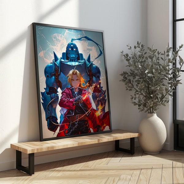 Fullmetal Alchemist Brotherhood\Edward\Alphonse\Anime FanArt\Poster\Canvas\Frame\Gift for Him\Her\Gift for Otaku