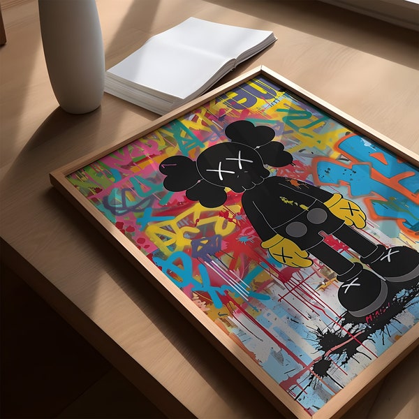 Basquiat x KAWS Oeuvre | Donnelly | Art urbain | Style Pop-Art | Fichier numérique | cadeau pour lui son | Art de luxe | art mural | décoration de maison