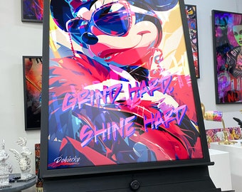 Dobiecky – Minnie Pop Art – Grind Hard, Shine Hard | Zitat | Limitierte Auflage | Handschriftliche Unterschrift 1-99