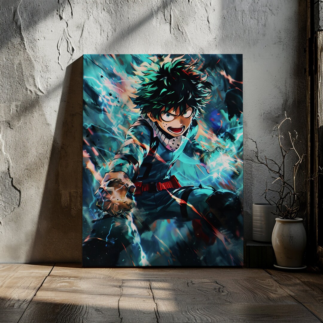 Izuku Midoriya Boku No Hero Academia Anime Fanart Premium Canvas Frame ...