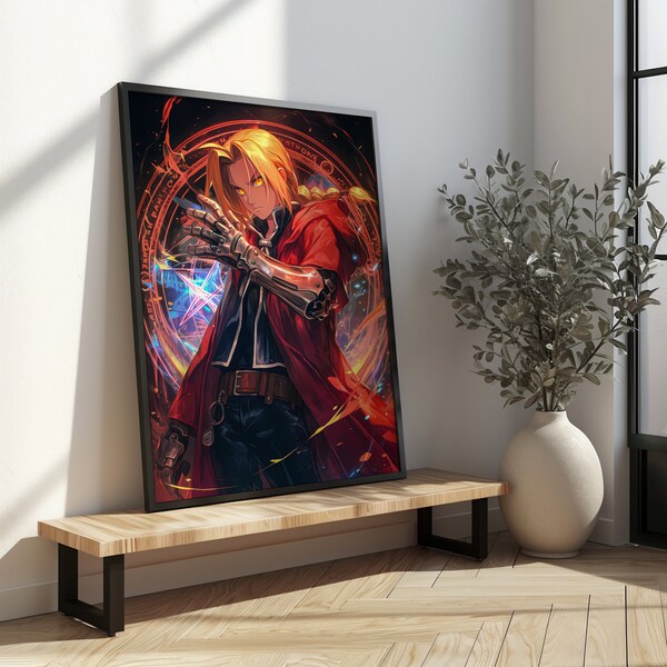 Fullmetal Alchemist Brotherhood\Edward\Alphonse\Anime FanArt\Poster\Canvas\Frame\Gift for Him\Her\Gift for Otaku