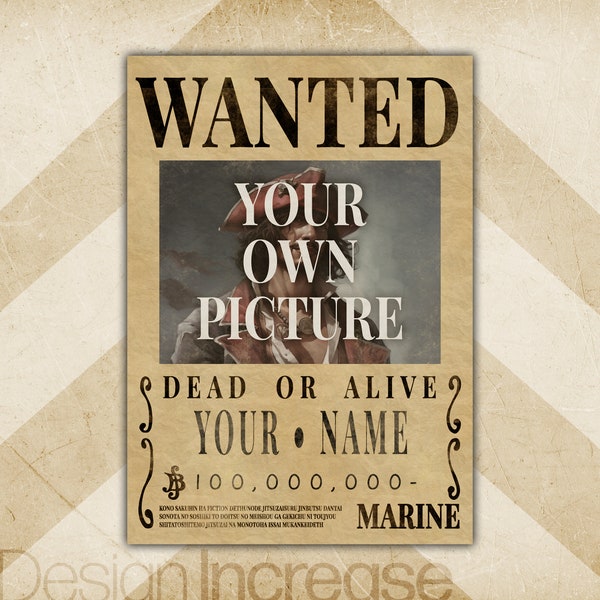 Personalized One Piece Wanted Poster Arrest Warrant Digital File Home Decor Gift for Anime Manga Fan For him her