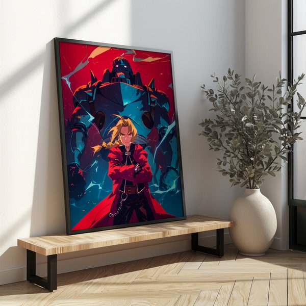 Fullmetal Alchemist Brotherhood\Edward\Alphonse\Anime FanArt\Poster\Canvas\Frame\Gift for Him\Her\Gift for Otaku