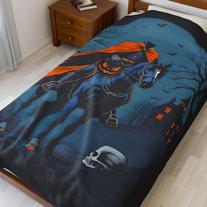 Headless Horseman Plush Blanket, Spooky Halloween Throw