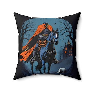 Headless Horseman Halloween Pillow | Spooky Home Decor, Gothic Throw Pillow, Haunted House Cushion, Horror Room Accent