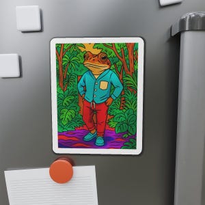 Vibrant Frog Die-Cut Magnet | Puerto Rico Rainforest Toad | Endangered Species Art | Nature Lover Gift