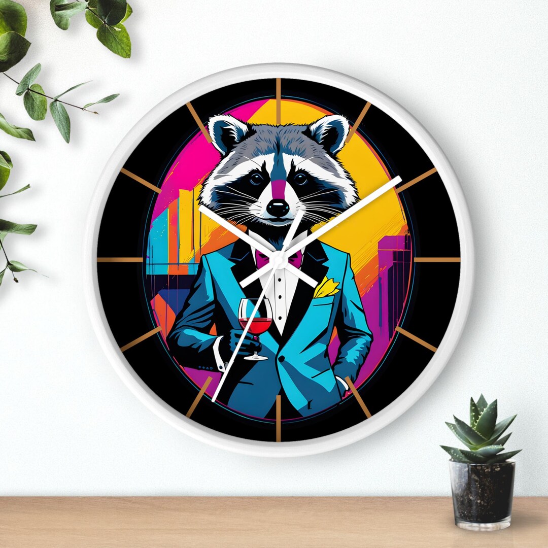 Wine-o'clock Raccoon Wall Clock: Quirky Animal Bar Decor - Etsy