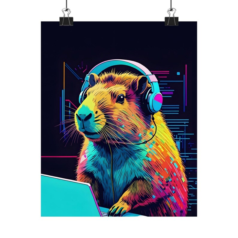 Capybara Tech Capybara Pop Art Print: Colorful Animal Poster, Chill Vibes - Etsy