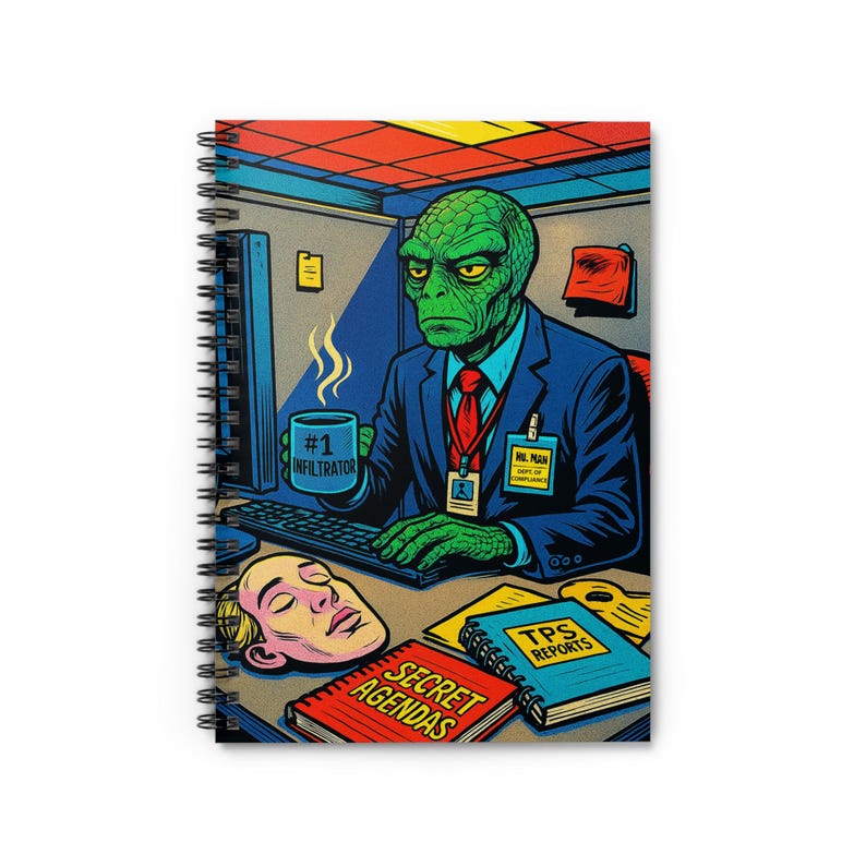 Alien Office Spiral Notebook: Funny Reptilian Conspiracy Journal - Etsy