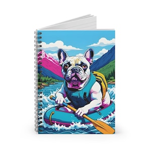 Whitewater Rafting French Bulldog Notebook: PopCritters Spiral Journal