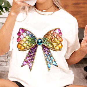 Rainbow Coquette Bow Sublimation Clipart | Colorful Bow PNG Digital Download | Commercial Use