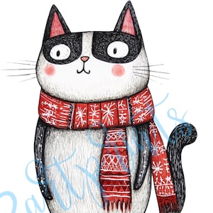 christmas cat, whimsical animal, winter animal, cats christmas, cat clipart, christmas cats png, winter cats png, quirky christmas cat