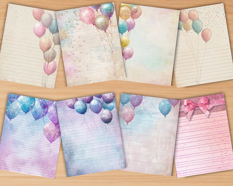 65 Birthday Stationery Craft Paper, Cake Stationary Papers, Balloon ...
