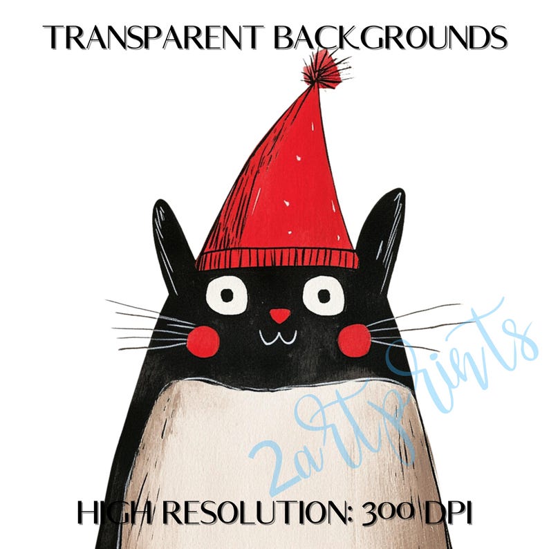 christmas cat, whimsical animal, winter animal, cats christmas, cat clipart, christmas cats png, winter cats png, quirky christmas cat