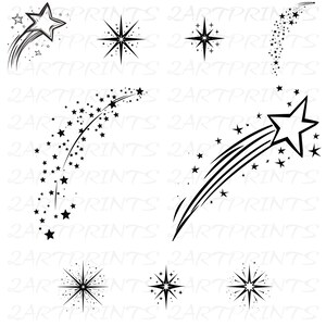 Stars PNG, Star Clipart, Stars SVG, Sparkling Stars Image Bundle, Cool Star Designs, Shooting Star Vector, Falling Stars, Star Shape