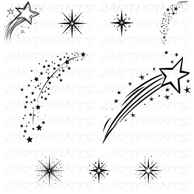 Stars PNG, Star Clipart, Stars SVG, Sparkling Stars Image Bundle, Cool Star Designs, Shooting Star Vector, Falling Stars, Star Shape