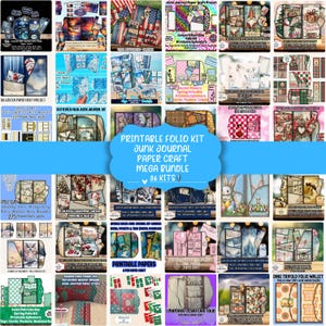 36 Printable Trifold Folio Kits, DIY Junk Journal Folding Folders Paper Crafts With Pockets, Tags, Cards | MEGA BUNDLE