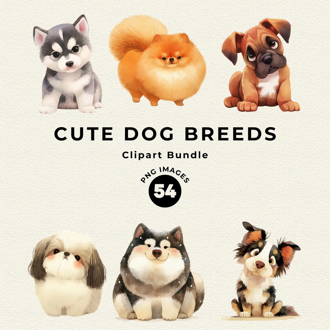 54 Cute Watercolor Dogs Clipart Bundle | Whimsical Puppy PNG Clip Art ...