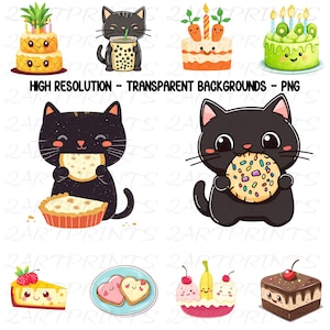 Kawaii Sweets | Kawaii Dessert | Kawaii Food Clipart | Sweets Clipart | 200 Cute Food Clipart Files | PNG Files | Transparent Backgrounds