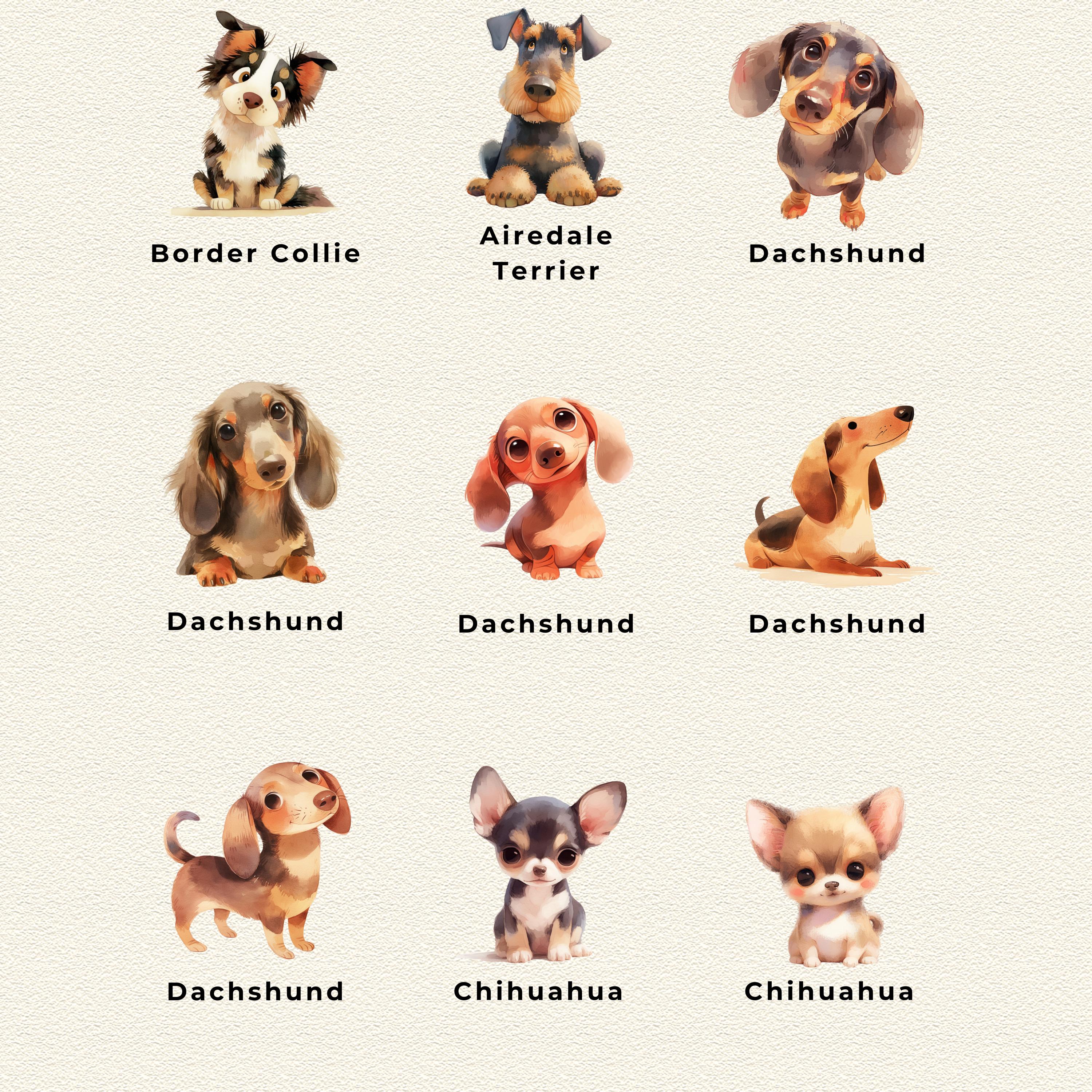 54 Cute Watercolor Dogs Clipart Bundle | Whimsical Puppy PNG Clip Art ...