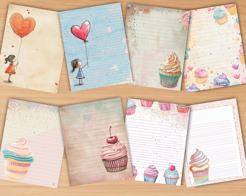 65 Birthday Stationery Craft Paper, Cake Stationary Papers, Balloon ...