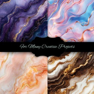 Alcohol Ink Rainbow Digital Paper Bundle, Marble Texture Backgrounds