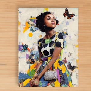 39 Whimsical African American Mixed Media Afrocentric Art, Feminine Ladies Collage Journal Papers Kit, Soulful Black Women Pages, Printable image 9