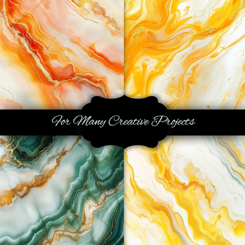Alcohol Ink Rainbow Digital Paper Bundle, Marble Texture Backgrounds