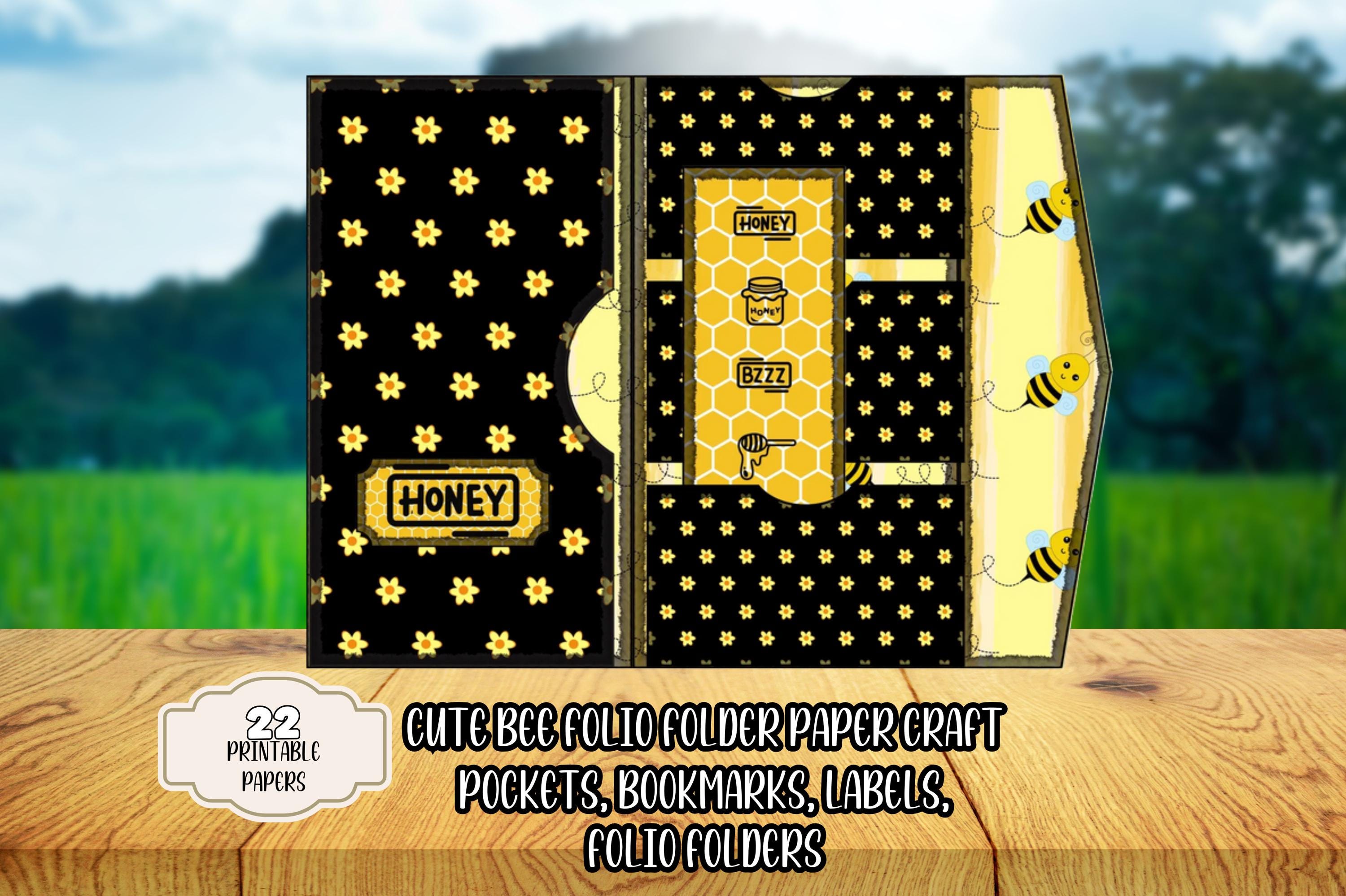 Bee Folding Folio Kit, Honey Bees Pockets, Tags, DIY Trifold Folder ...