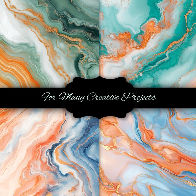 Alcohol Ink Rainbow Digital Paper Bundle, Marble Texture Backgrounds