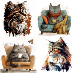 Cat PNG Clipart, Quirky Cats Clip Art, Cat & Kitten Images, Cute Cat Graphics, Funny Whimsical Kitty Cats Art Digital Bundle