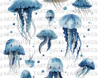 Ozean Clipart, Oktopus, Qualle, Meerestiere PNG, Unter dem Meer PNG, Unterwasser Clipart, Qualle Clip Art, Unterwasser Lebewesen