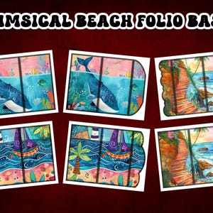 Kit folio de plage fantaisiste imprimable avec pochettes étiquettes signets éphémères | Kit portefeuille à trois volets Beach Folio | Pages de journaux indésirables | 80 JPG