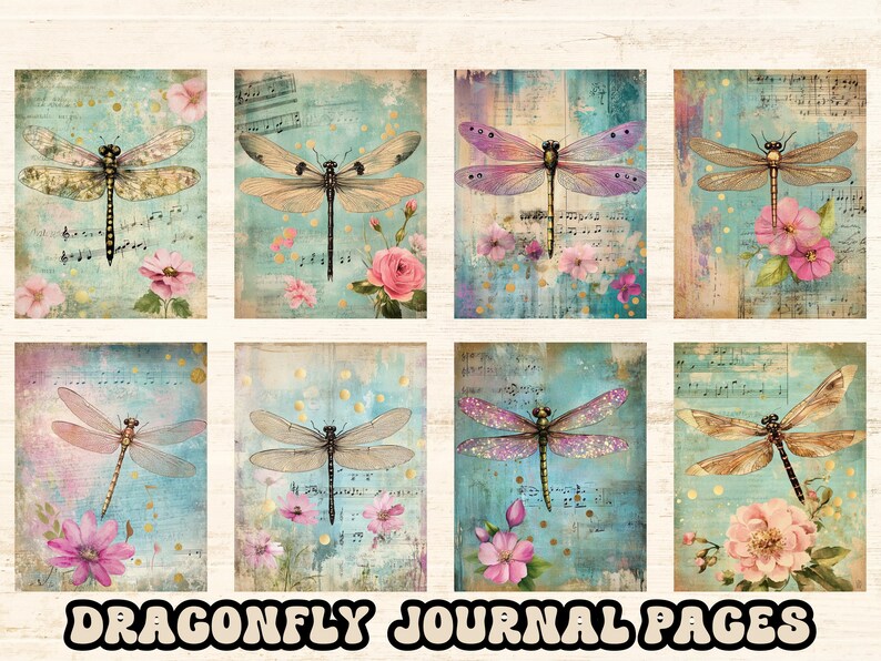 Printable Dragonfly Folio Kit, DIY Junk Journal Folding Trifold Paper ...