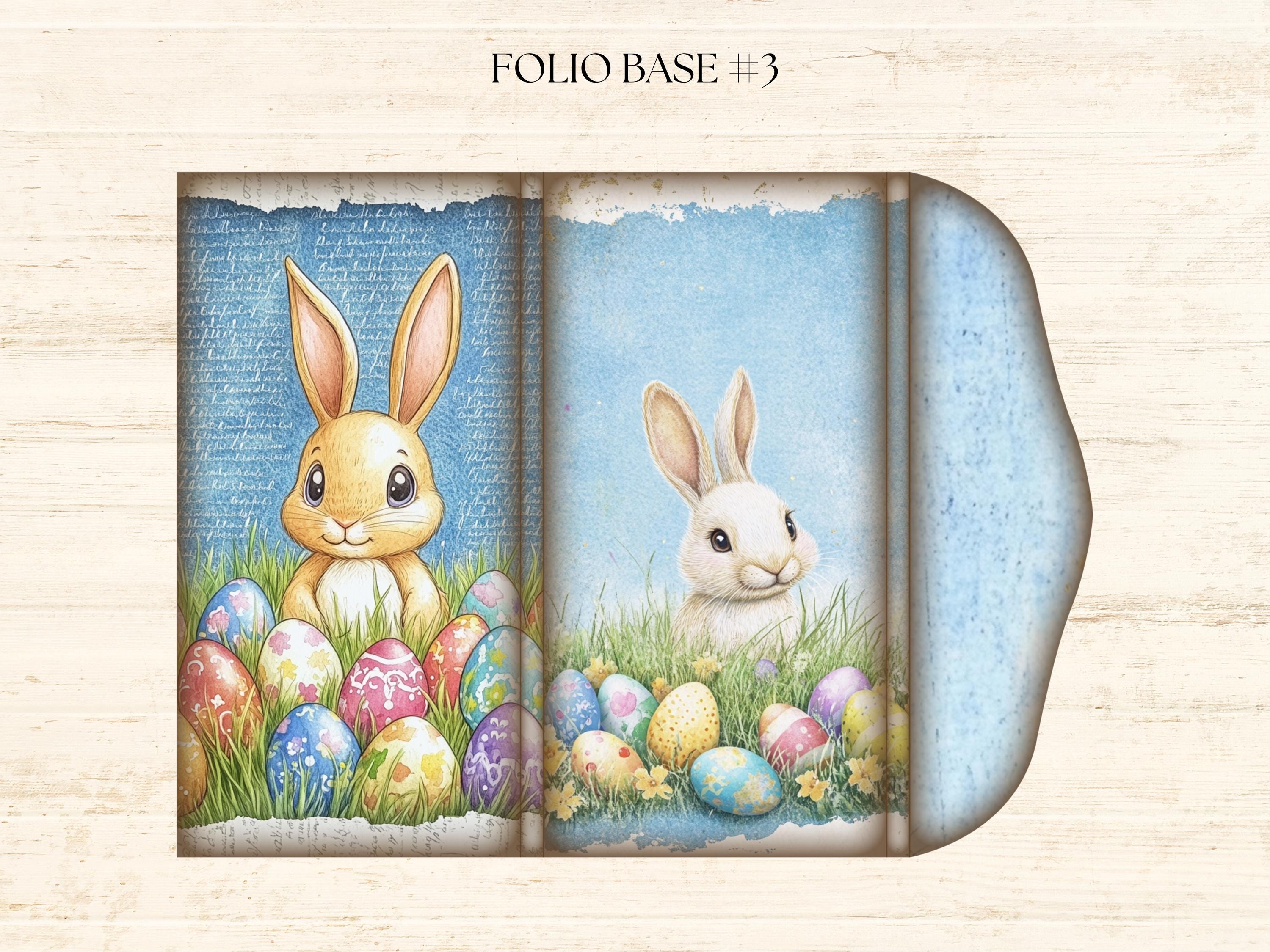 Easter Bunny Junk Journal Folio Kit Folding Folder DIY Paper Craft ...