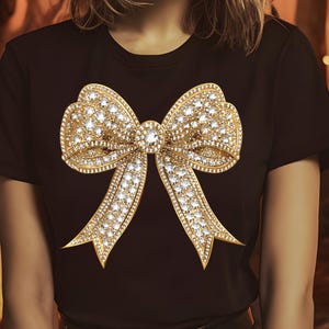 11 Gold Glitter Sparkly Coquette Bow Png, Christmas Diamond Bows Clipart, Digital Download Shirt Graphic | Commercial Use image 8