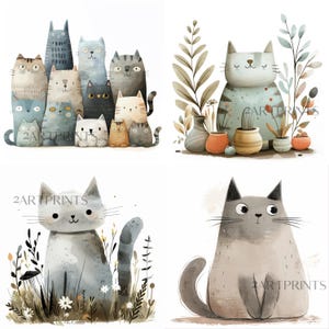 Cat PNG Clipart, Quirky Cats Clip Art, Cat & Kitten Images, Cute Cat Graphics, Funny Whimsical Kitty Cats Art Digital Bundle