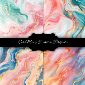 Alcohol Ink Rainbow Digital Paper Bundle, Marble Texture Backgrounds