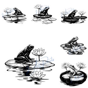 21 Sapos SVG | Clipart de Sapos | Sapos Fofos | Sapos PNG | Pacote de Sapos Fofos | Lago | Lótus | Vitória-Ré | Download Digital | Uso Comercial