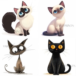 Cat PNG Clipart, Quirky Cats Clip Art, Cat & Kitten Images, Cute Cat Graphics, Funny Whimsical Kitty Cats Art Digital Bundle