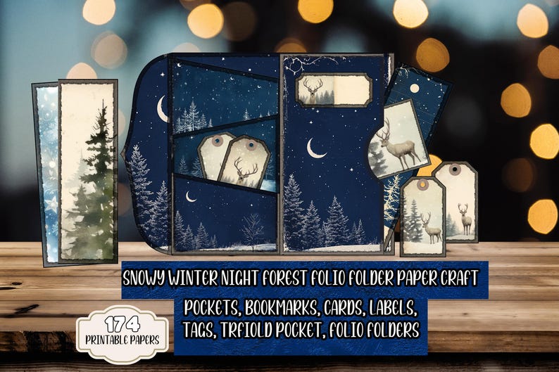 Snowy Winter Folding Folio Junk Journal Kit: Paper Craft DIY Printable ...