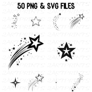 Stars PNG, Star Clipart, Stars SVG, Sparkling Stars Image Bundle, Cool Star Designs, Shooting Star Vector, Falling Stars, Star Shape