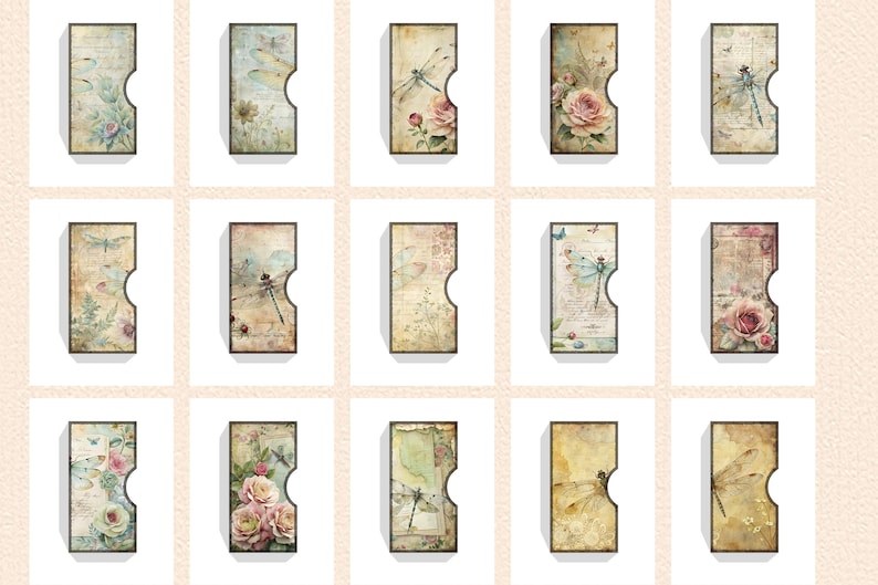 Printable Dragonfly Trifold Folio Kit, DIY Shabby Chic Junk Journal ...