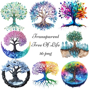 16 levendige abstracte levensboom png-clipart, kunst aan de muur boom, boom, bosbomen, schattige boom, aquarel bomen, kleurrijke boom, digitale boom